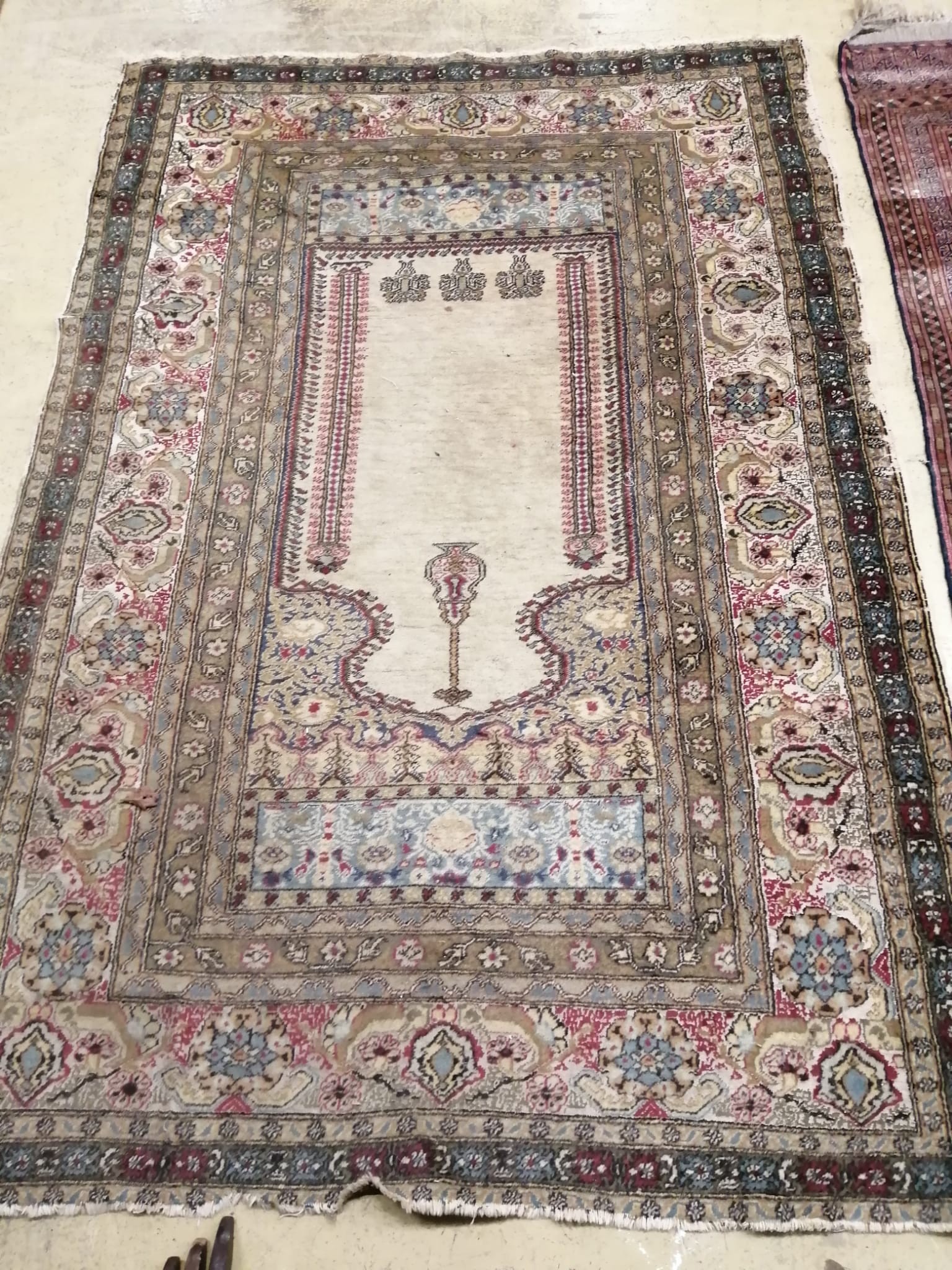 A North West Persian ivory ground prayer rug, 190 x 130cm
